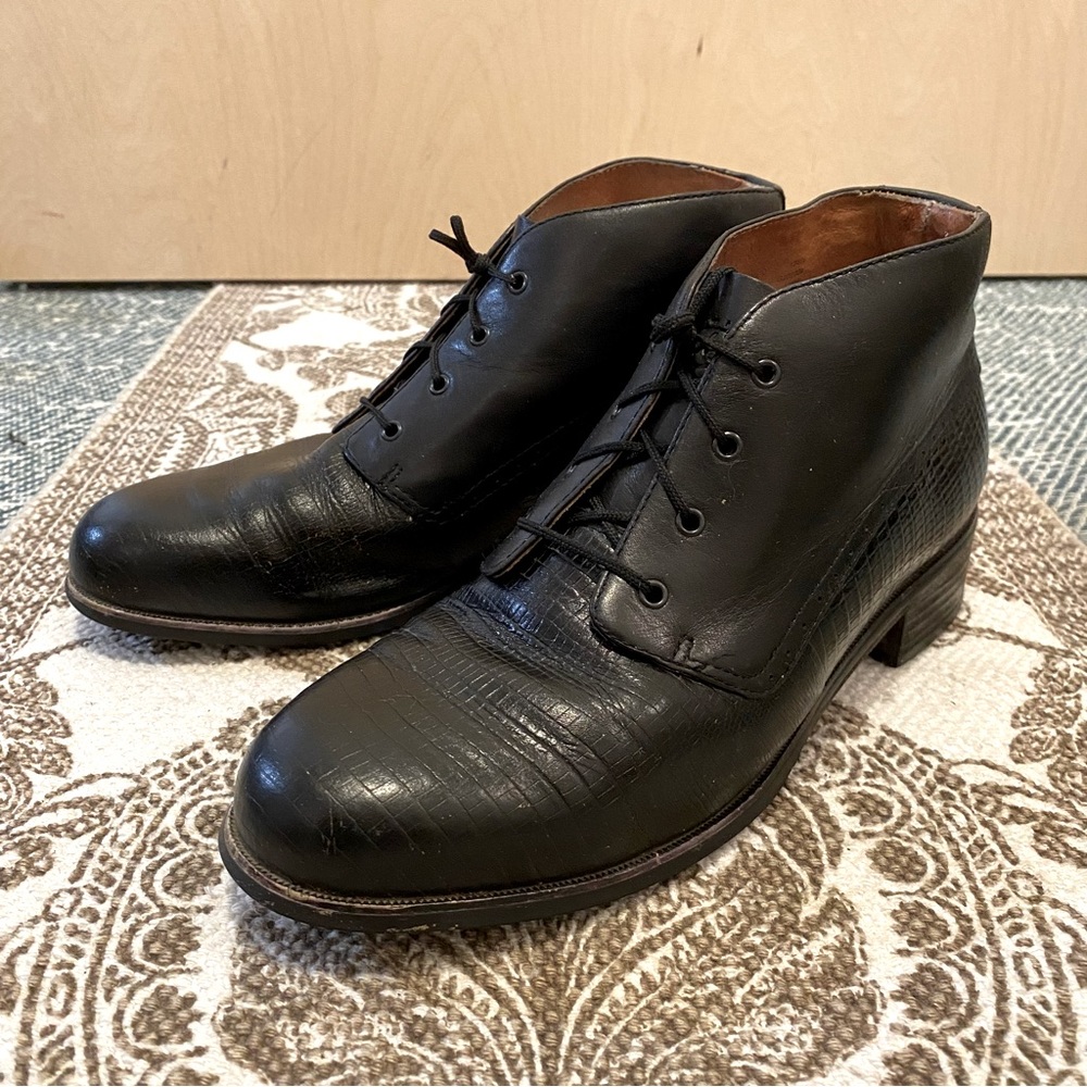 Ariat Oxford Lace-up Booties Boots Black Leather Size 7.5  Western Leather Shoes